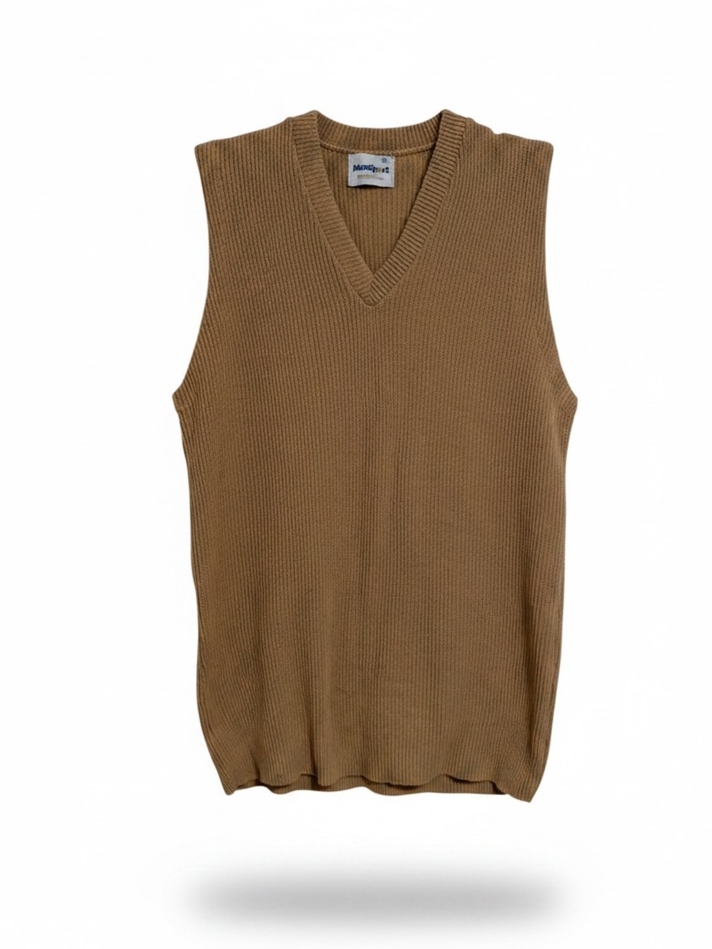 margot V-Neck Sleeveless Sweater Vest in Camel Brown